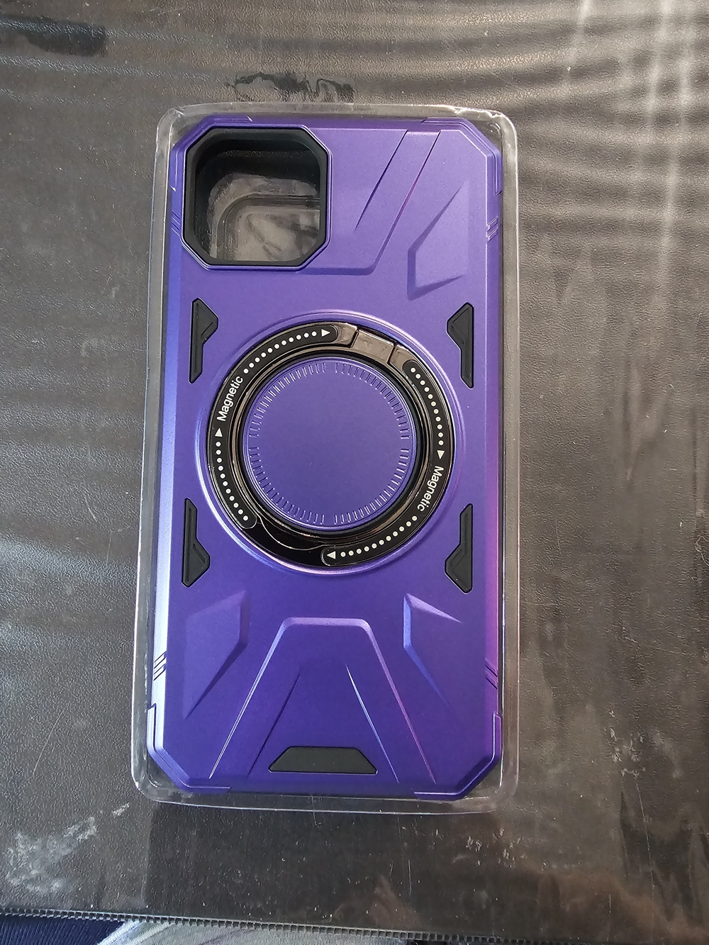 Purple Magnetic Ring Rugged IPhone 15 Plus Case